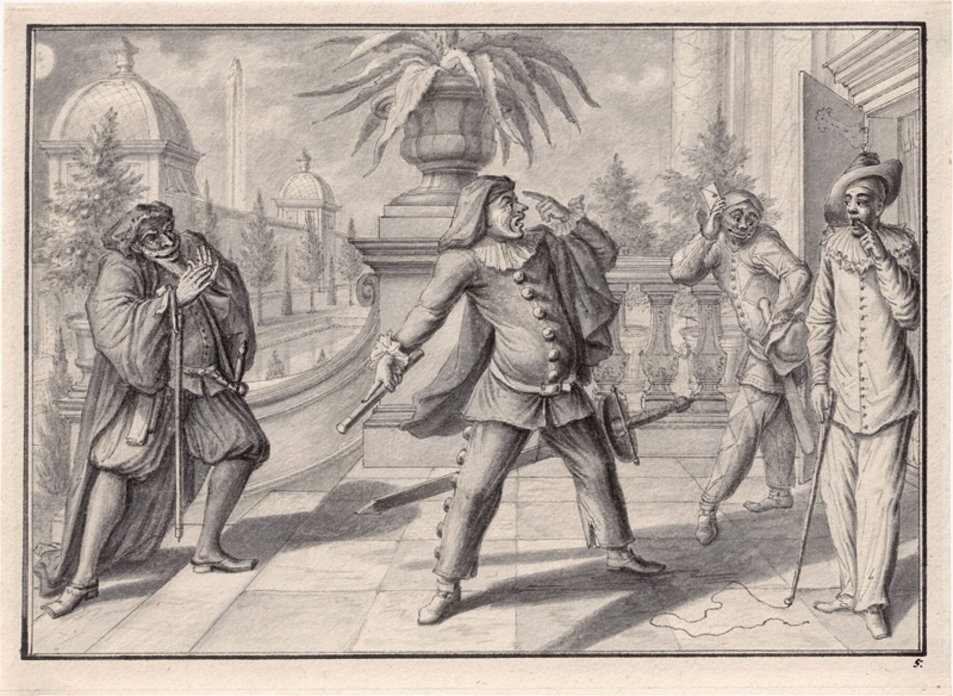 Schübler, Johann Jakob: Drei Szenen aus der Commedia dell'Arte