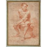 Italienisch: 18. Jh. Sitzender männlicher Akt, die Hand auf das Knie ...
