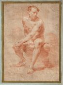 Italienisch: 18. Jh. Sitzender männlicher Akt, die Hand auf das Knie ...