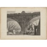 Galliari, Gaspare: Theaterprospekt mit Rundbogenbrücke, im Hintergrund ein ...