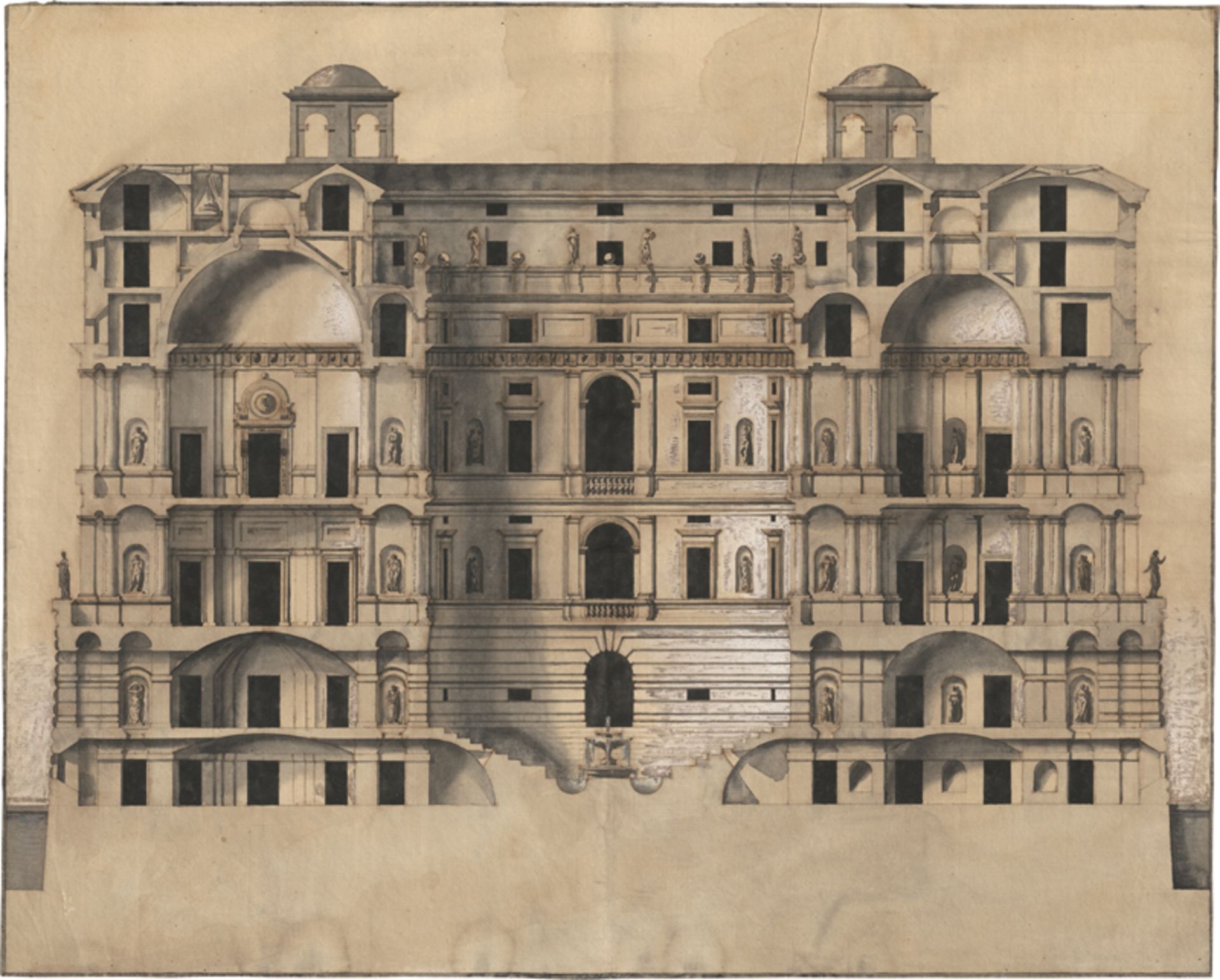 Deutsch oder Niederländisch: um 1800. Entwürfe zu einem Palazzo mit Rustikaverzierung...