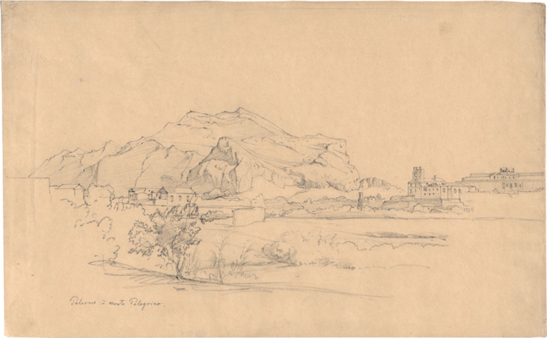 Pose, Eduard Wilhelm: Blick auf den Monte Pellegrino bei Palermo
