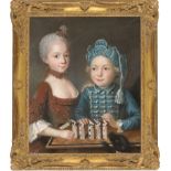 Französisch: um 1770. Kinderbildnis mit einem Geschwisterpaar und ihr...