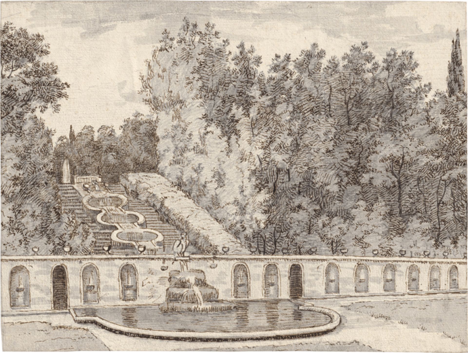 Rehberg, Friedrich: Brunnenanlage in einem italienischen Garten