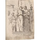 Venezianisch: 18. Jh. Vier stehende Figuren in antiken Gewändern, daru...