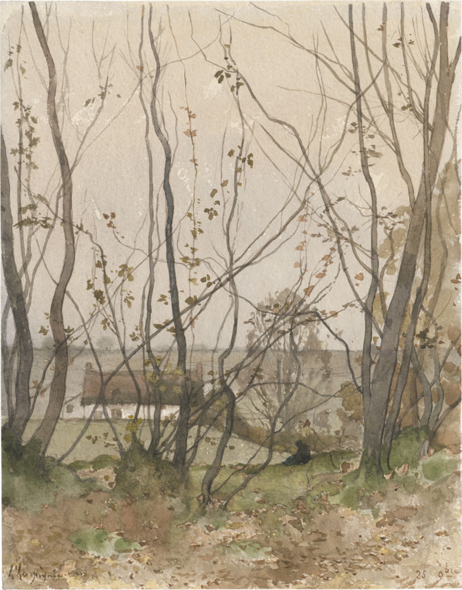 Harpignies, Henri Joseph: Herbstliche Landschaft mit einem Bauerngehöft