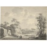 Wicart, Nicolaas: Weite Flusslandschaft mit Wanderern