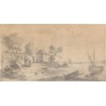 Goyen, Jan Josefsz. van - Umkreis: Holländische Flusslandschaft mit einem Bauerngehöft und ...