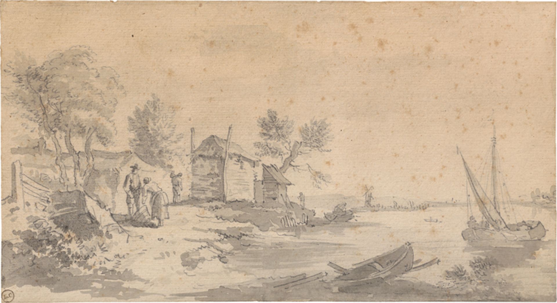 Goyen, Jan Josefsz. van - Umkreis: Holländische Flusslandschaft mit einem Bauerngehöft und ...