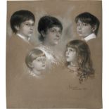 Lenbach, Franz von: Elise Hirth mit ihren Kindern Siegfried, Arthur, Walther...