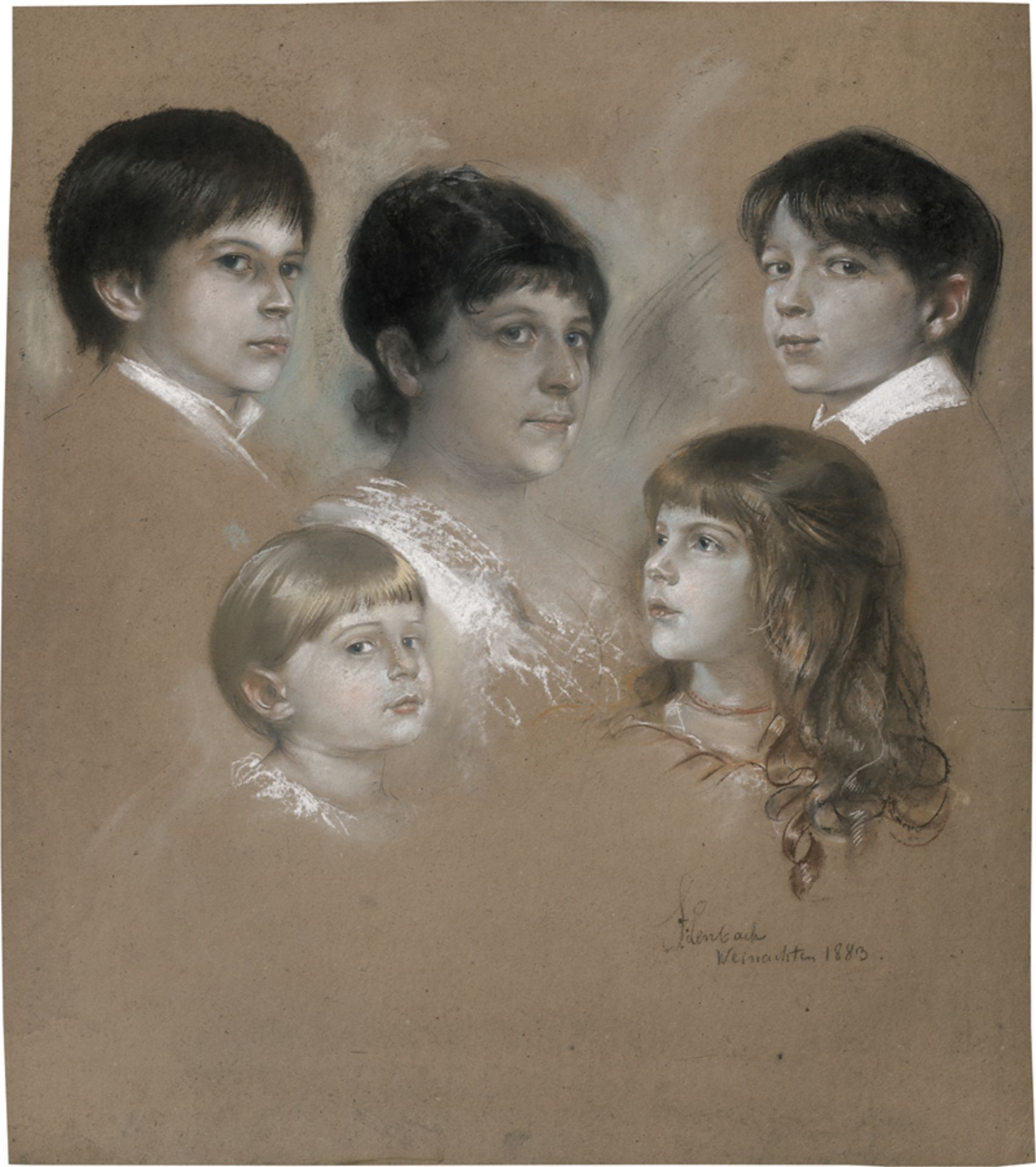 Lenbach, Franz von: Elise Hirth mit ihren Kindern Siegfried, Arthur, Walther...