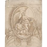 Oberitalienisch: 17. Jh. Entwurf für ein Aufsatzbild mit der Pietà, gehal...