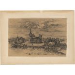 Bresdin, Rodolphe: Phantastische mittelalterliche Stadt mit Kathedrale