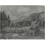 Hummel, Carl Maria Nikolaus: Thüringische Landschaft bei Rastenberg mit einem Gehöft ...
