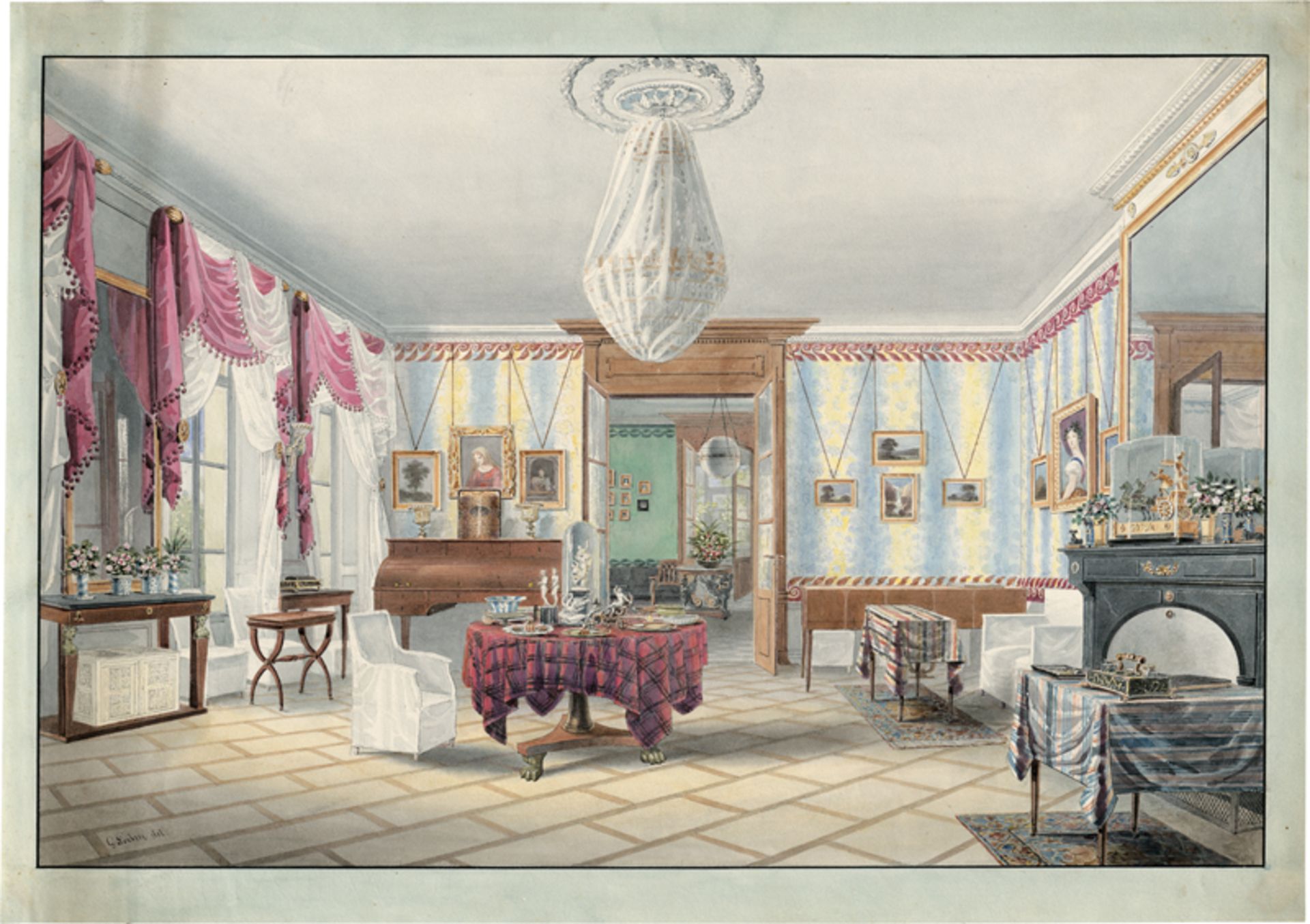 Löhrer, Johann Gottlieb: Elegantes Schweizer Interieur