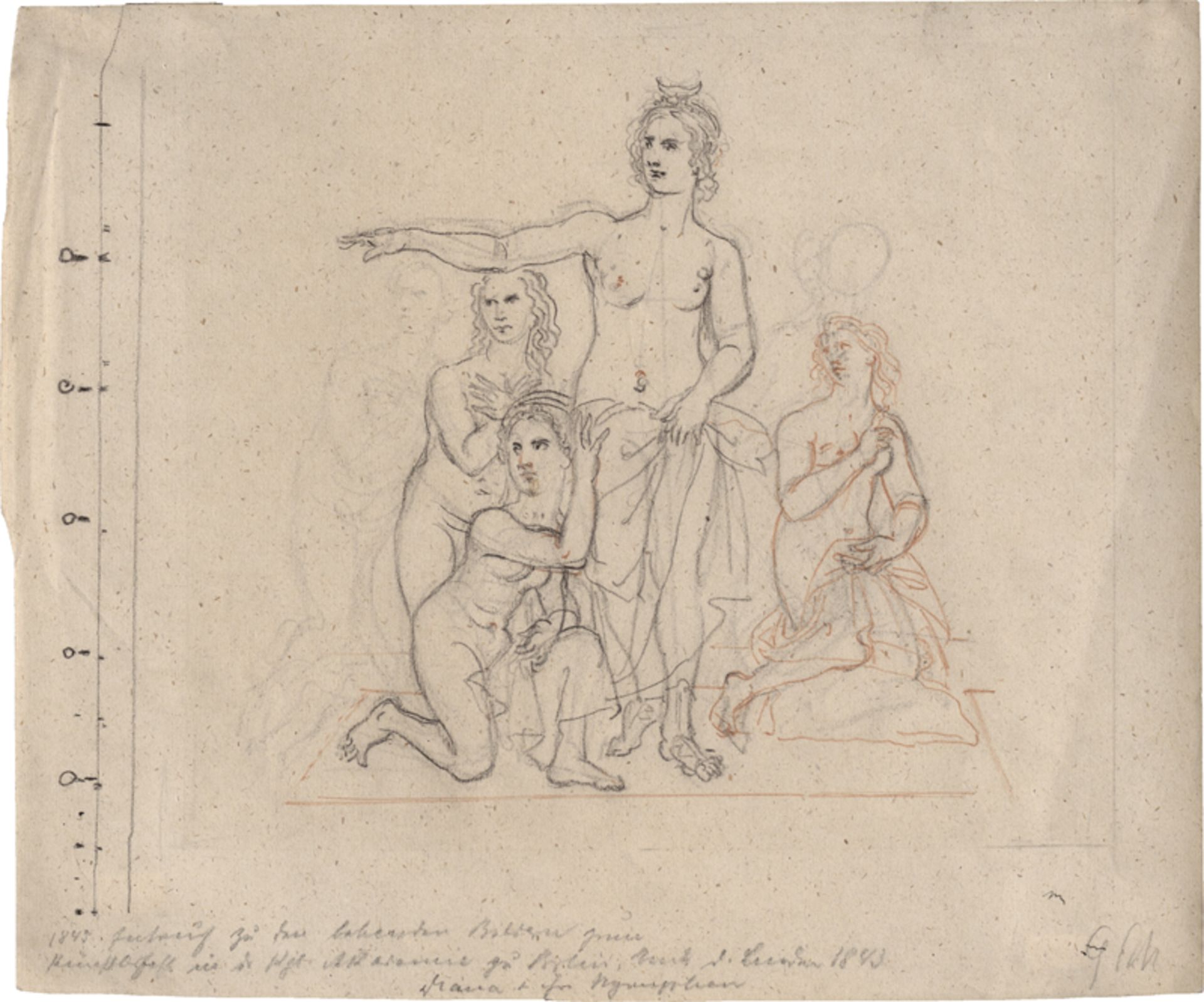Schadow, Johann Gottfried: Diana im Bade - "Lebendes Bild" auf dem Künstlerball, Be...