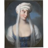 Schröder, Johann Heinrich: Königin Luise von Preußen im blau-weißen Chemisenkleid m...