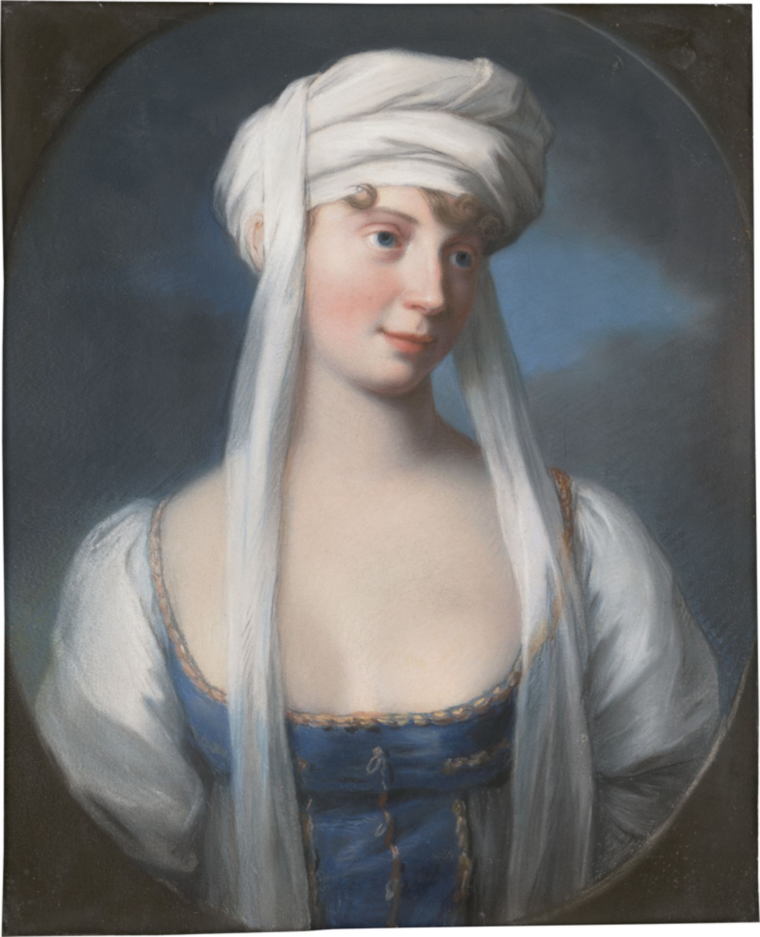 Schröder, Johann Heinrich: Königin Luise von Preußen im blau-weißen Chemisenkleid m...