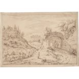Dietrich, Christian Wilhelm Ernst: Italianisante Landschaft mit einzelnen Gehöften und Staf...