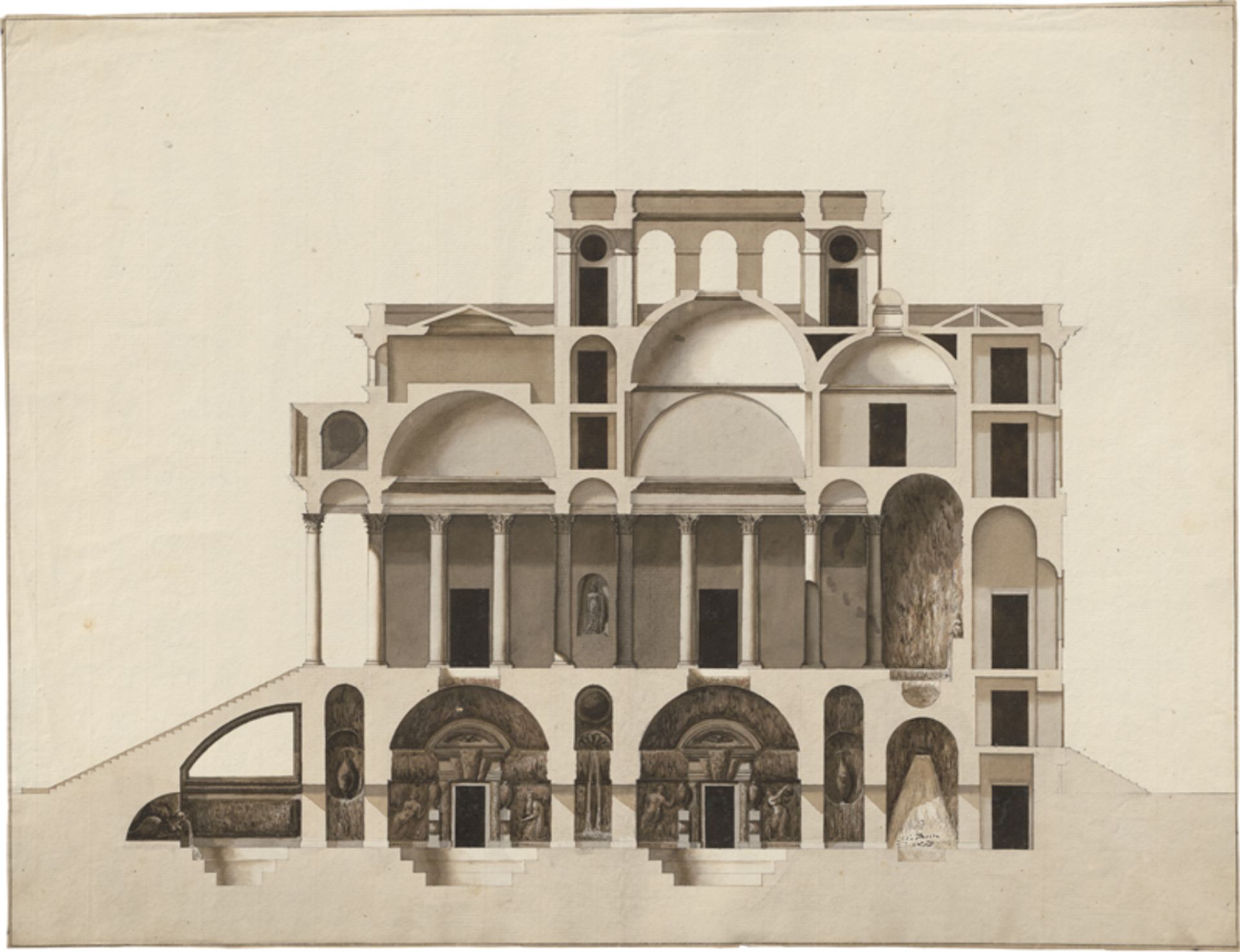 Deutsch oder Niederländisch: um 1800. Entwürfe zu einem Palazzo im Stil der italienis...