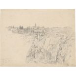 Morgenstern, Carl: Blick auf die Wasserfälle von Tivoli mit der Villa Mecen...