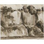 Kobell, Franz: Bewachsene Felsen am Wasser
