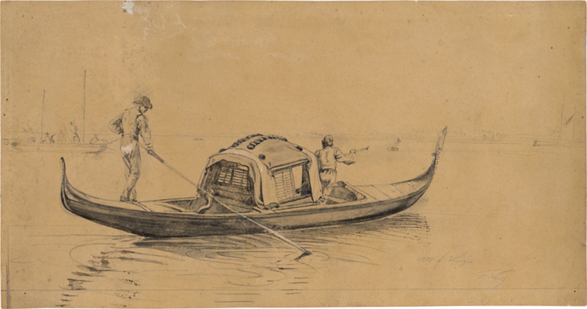 Nerly, Friedrich: Gondel in der Lagune von Venedig