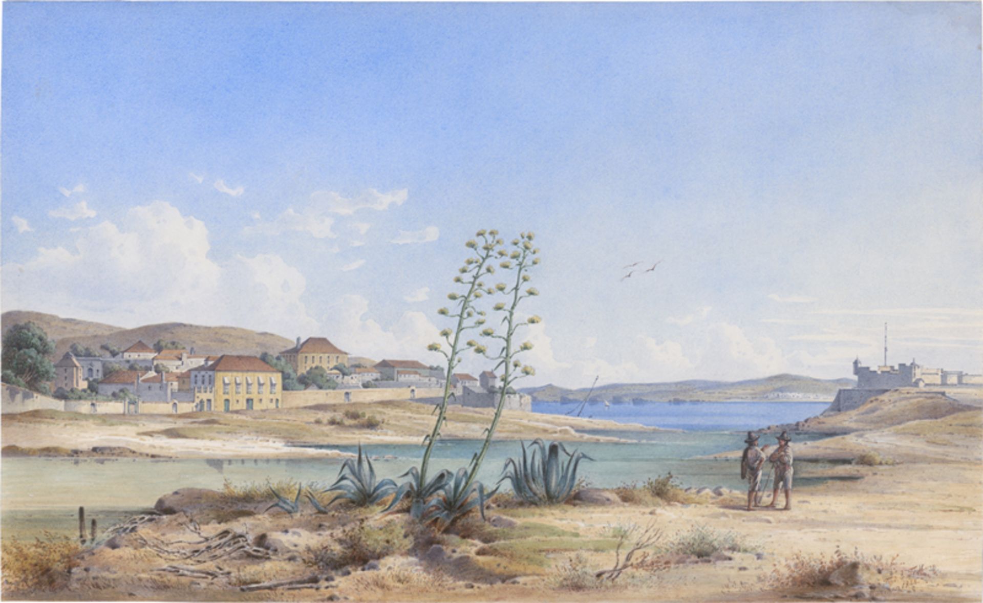 Feubure, Ferdinand le: Südliche Landschaft mit dem Fort Saõ Bruno in Caxias am ...