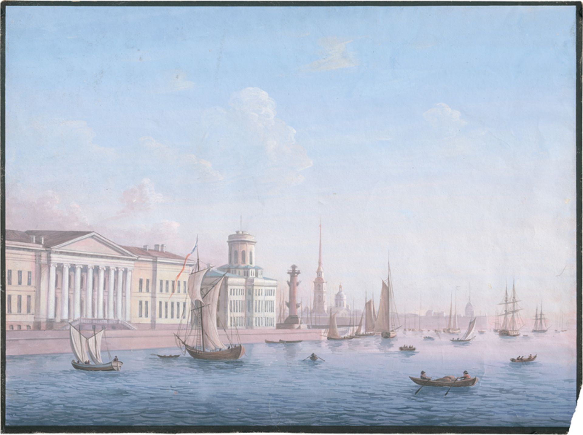 Russisch: Anfang 19. Jh. St. Peterburg: Blick über die Newa auf di...