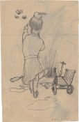 Rainer, Arnulf: Fröhliche Kindheit (Mädchen mit Leiterwagen)