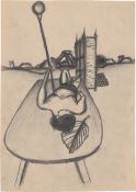 Rainer, Arnulf: Liegender Halbakt, Tisch, Industrielandschaft (Hommage a...