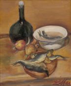 Meidner, Ludwig: Stilleben mit Heringen, Flasche und Zwiebeln