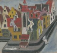 Halkett, René: Ohne Titel (Tanzende auf Dächern)