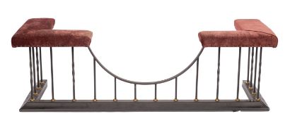 A metal and upholstered club fender,