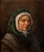 John Joseph Barker of Bath (1824-1904) - A portrait study of a lady - Oil on canvas - 34 x 28.