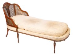 A satinwood and canework daybed in Regency style,