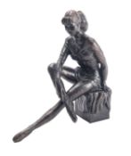 John Letts (1930 - 2010), 'Kathleen', a limited edition patinated bronze model of a seated ballerina