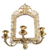 A brass three light girandole in 17th century taste,