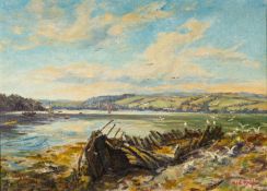 * Ernest Knight (British, 1915 - 1995) - Strand on the Green, London - Oil on canvas - 39 x 54.