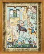 19th or 20th Century Indian school - A Princess and a deer by a tree - Gouache on paper - 23 x