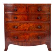 A Regency mahogany bowfront chest of drawers, early 19th century;