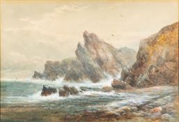 William Widgery (British, 1822-1893) - A rocky coastline - Watercolour on paper