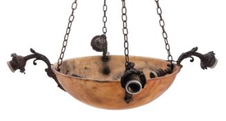 An Italian alabaster and gilt metal mounted dish light,