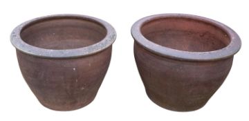 A pair of stoneware jardinieres of swelling cylindrical form, 39cm high.