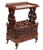 A Victorian burr walnut Canterbury, by T Willson, Great Queen St, London,