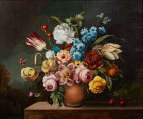 Jan (20th Century after the antique Dutch school) - Still life of flowers in a vase - Oil on