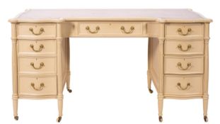 A painted and leather inset wood desk in Louis XVI taste,