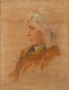 Attributed to 20th Century Dutch School (Borregaard) - Portrait of a young girl wearing a lace