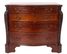 A mahogany serpentine front chest of drawers in 18th century style,