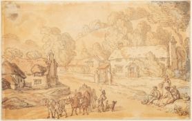 Thomas Rowlandson (British, 1756-1827) - 'Village street scene' and 'Rural scene'